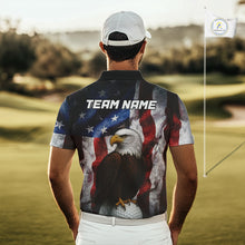 Load image into Gallery viewer, Vintage American Flag Eagle Golf Polo Shirts For Men custom patriotic golf shirts, best golf gifts NQS10946