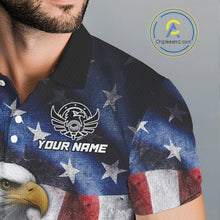 Load image into Gallery viewer, Vintage American Flag Eagle Golf Polo Shirts For Men custom patriotic golf shirts, best golf gifts NQS10946