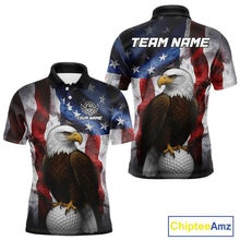 Load image into Gallery viewer, Vintage American Flag Eagle Golf Polo Shirts For Men custom patriotic golf shirts, best golf gifts NQS10946