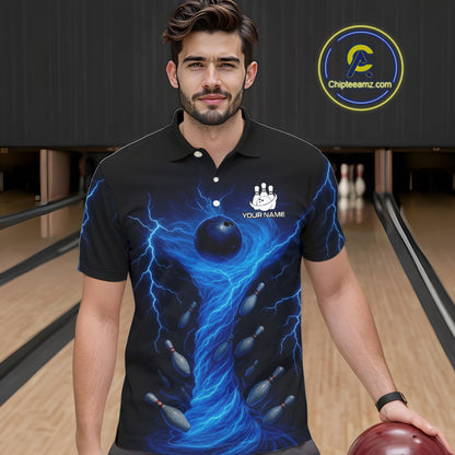 Blue Lightning Thunder tornado Bowling Shirts for Men Custom Team bowling jerseys NQS11129