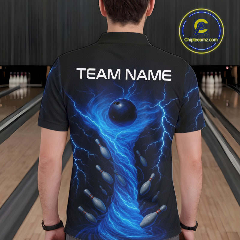 Blue Lightning Thunder tornado Bowling Shirts for Men Custom Team bowling jerseys NQS11129