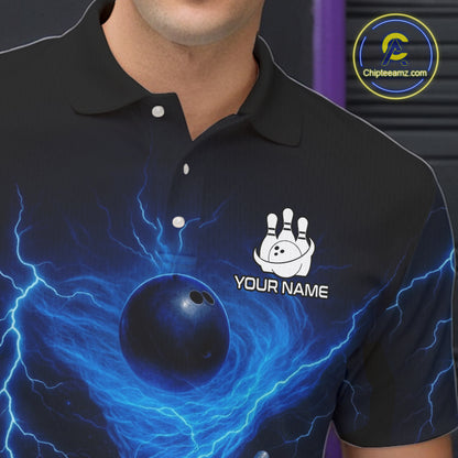 Blue Lightning Thunder tornado Bowling Shirts for Men Custom Team bowling jerseys NQS11129