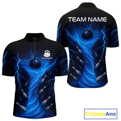 Blue Lightning Thunder tornado Bowling Shirts for Men Custom Team bowling jerseys NQS11129
