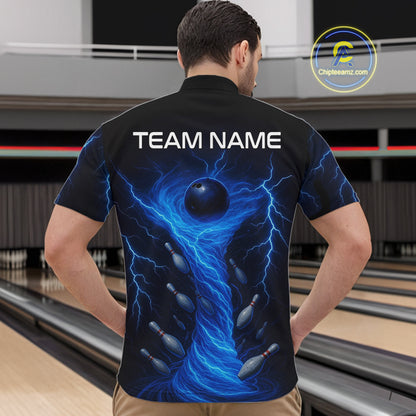 Blue Lightning Thunder tornado Bowling Shirts for Men Custom Team bowling jerseys NQS11129
