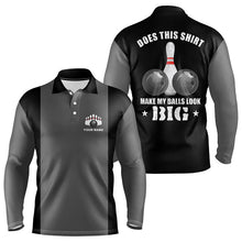 Load image into Gallery viewer, Funny Bowling shirts for Men Custom vintage grey and black Does this shirt make my balls look big NQS9267