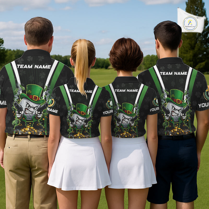 Funny St Patrick cowboy golf ball gunner black green Women golf polo shirts Custom ladies golf outfit NQS11542