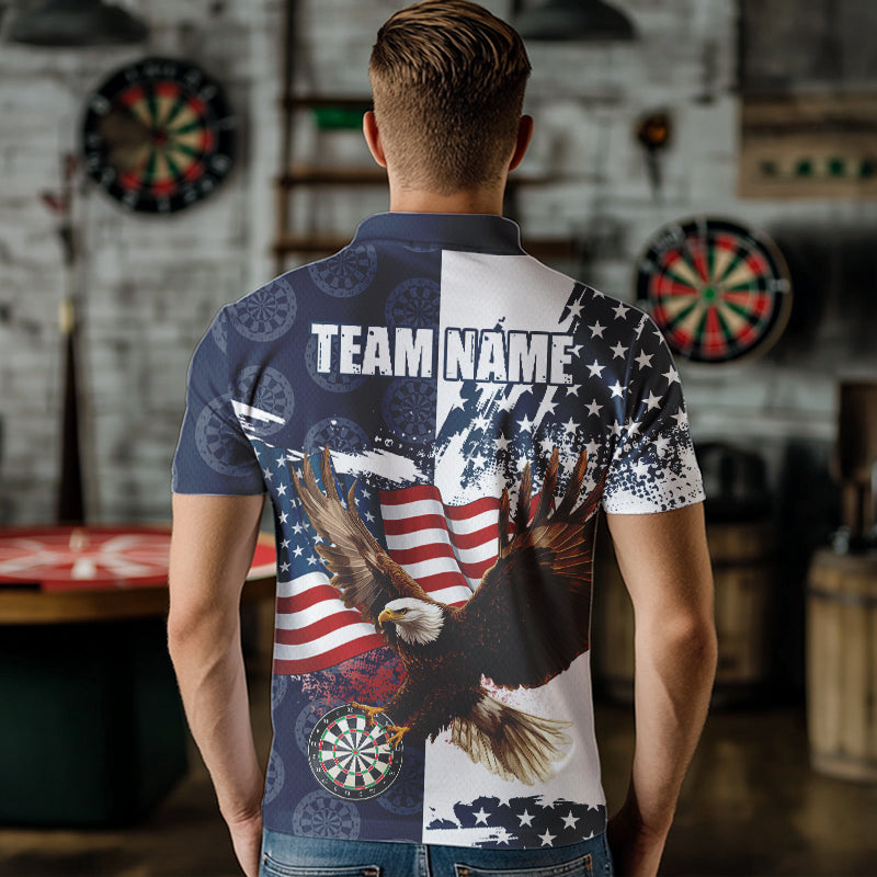 Red, White and Blue American Flag Eagle Darts shirts For Men Custom Patriotic Darts Team Jersey NQS9609