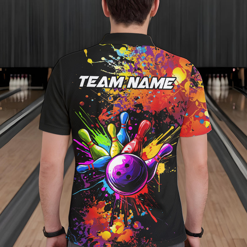 Colorful bowling jerseys Bowling Polo, 1/4 Zip Shirt for Men Custom Bowling Team shirts for bowlers NQS9770