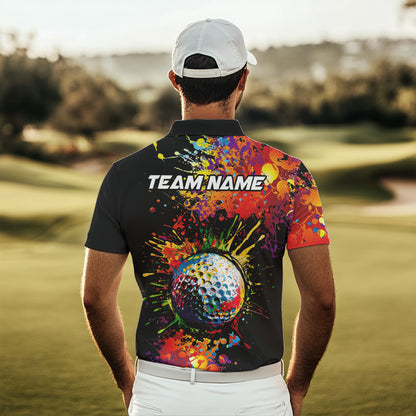 Colorful Golf ball jersey Golf Polo Shirts For Men Custom Team Name golf uniform for men NQS9771