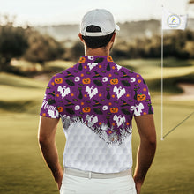 Load image into Gallery viewer, Personalized funny purple Halloween pattern mens golf polo shirts best mens golf wears NQS10315