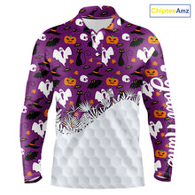 Load image into Gallery viewer, Personalized funny purple Halloween pattern mens golf polo shirts best mens golf wears NQS10315