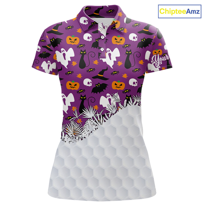 Personalized funny purple Halloween pattern Women golf polo shirts best ladies golf wears NQS10315
