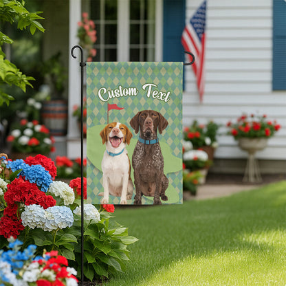 Custom text and pet photo green argyle pattern golf Garden Flag, Personalized Golfing Gift NQS9905