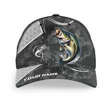 Load image into Gallery viewer, Largemouth Bass fishing black camo Custom Bass fishing hat Unisex Fishing Baseball Angler hat cap NQS10328