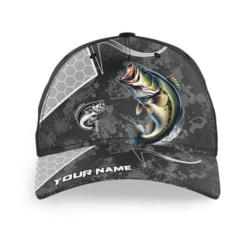 Largemouth Bass fishing black camo Custom Bass fishing hat Unisex Fishing Baseball Angler hat cap NQS10328