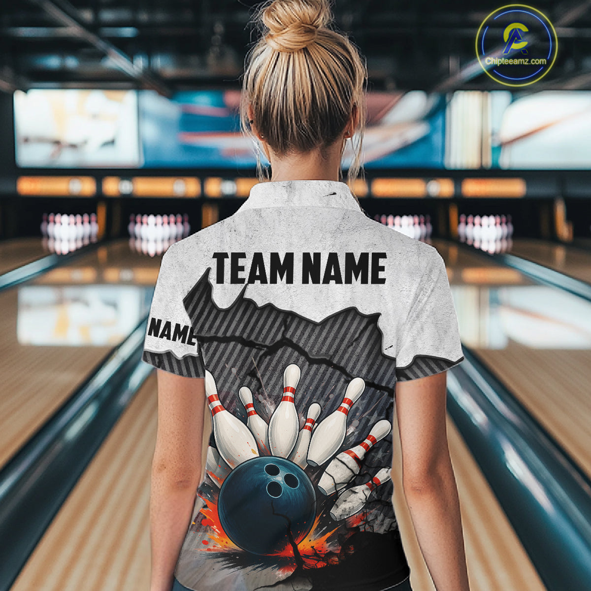 Black and White grunge Bowling Shirts for Women Custom Team Bowling Jerseys, Gift for Bowlers NQS10751