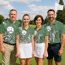 Load image into Gallery viewer, Green Irish Tribal Cross St Patrick's Day Womens Golf Polo Shirts Custom Lucky Golf Team Jerseys NQS11335