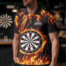 Load image into Gallery viewer, Flame Darboard Fire Pattern Custom Darts Polo, Quarter-Zip Shirts For Men Dart Team Jerseys NQS9459