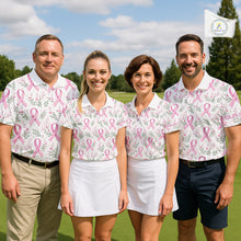 Load image into Gallery viewer, Pink ribbons floral pattern Breast Cancer golf polo shirts for Women Custom team ladies golf attire NQS11551
