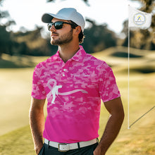 Load image into Gallery viewer, Breast Cancer Awareness golf shirts custom Mens golf polos shirts, pink camo ribbon golf shirts NQS10191