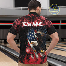Load image into Gallery viewer, Red Flame American Flag Eagle bowling shirts for Men Custom Bowling Team Jersey, gift for Bowler NQS11556