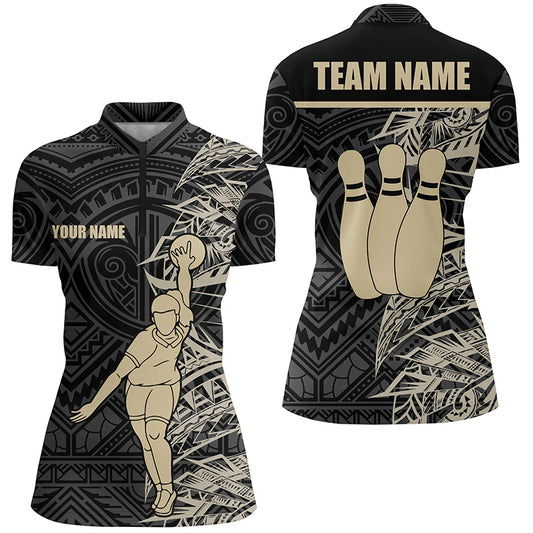 Custom bowling shirt for women – personalized team jersey front view
