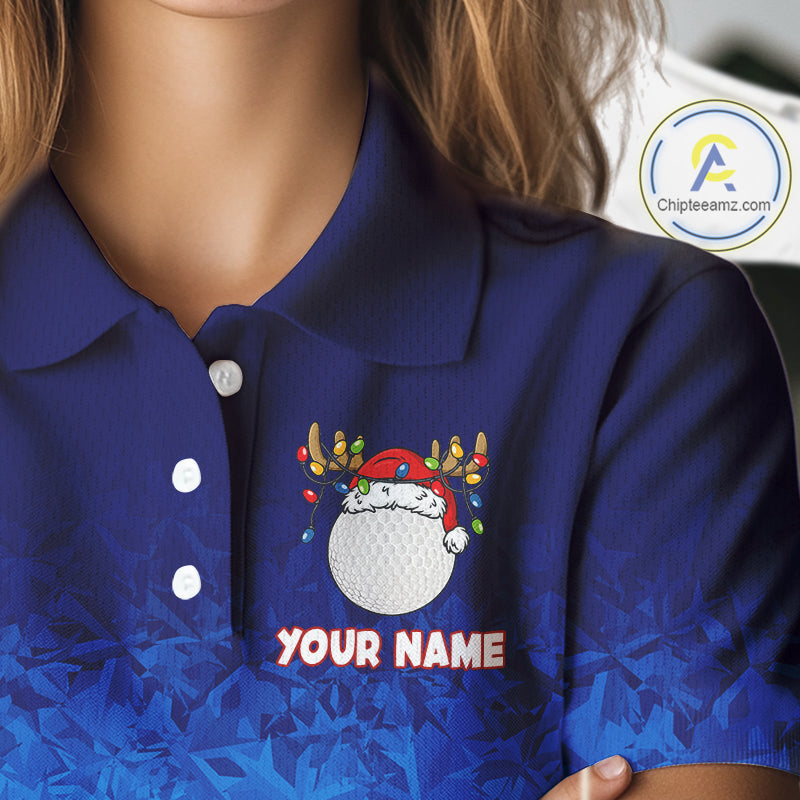 Blue Ice pattern Womens Christmas Golf Shirts Custom Golf clothes For Ladies, Christmas gifts NQS10970