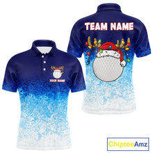 Load image into Gallery viewer, Blue Ice pattern Mens Christmas Golf Shirts Custom Golf clothes For Men, Christmas gifts NQS10970