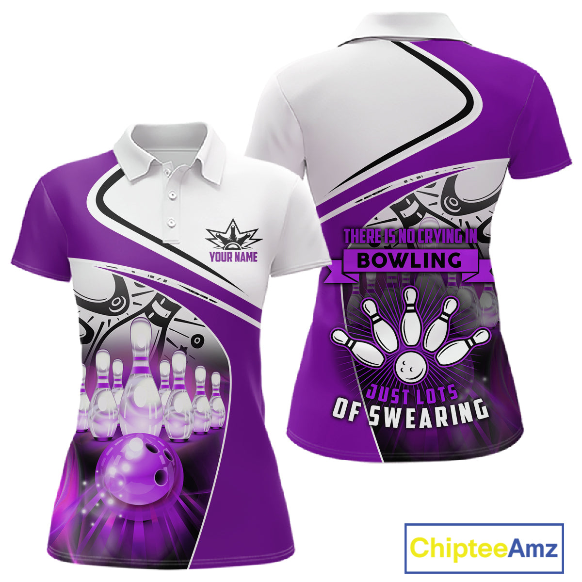 Funny Bowling Shirt For Women custom name There is no crying in bowling just lots of swearing| Purple NQS11351