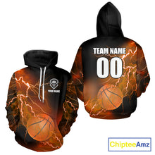Load image into Gallery viewer, Custom orange lightning thunder Basketball Team Jersey, personalized All Over Print Basketball Shirts NQS11354