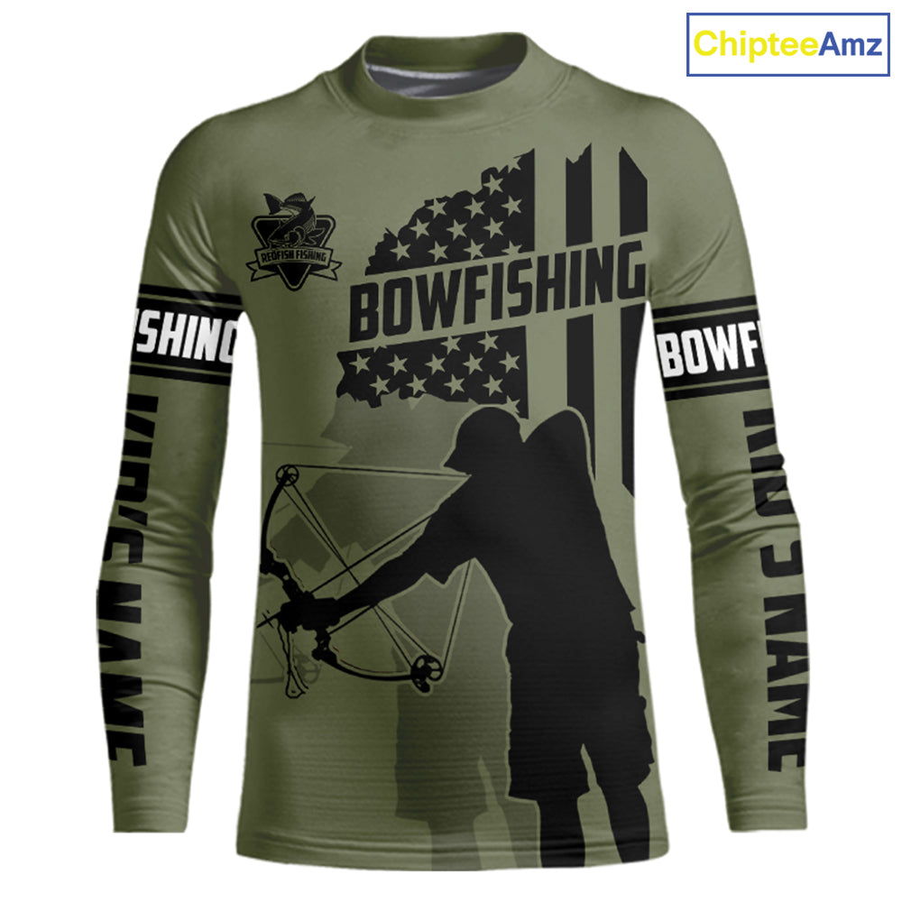 Redfish hunter bowfishing American flag Custom UV sun protection Long sleeve Fishing Shirts jerseys NQS9618