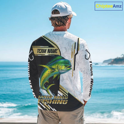 Personalized Mahi Mahi fishing shirts Custom sun protection Dorado fishing team jerseys | Gold NQS11687