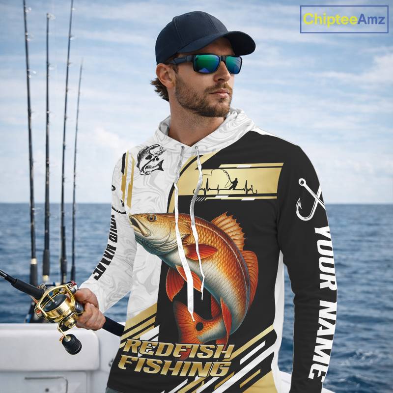 Personalized Redfish fishing shirts Custom sun protection Red Drum fishing team jerseys | Gold NQS11690