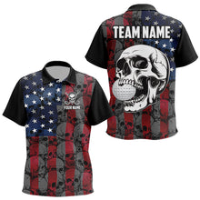 Load image into Gallery viewer, American Flag Skull Camo Golf Polo Shirts For Kid Custom patriotic golf team uniform NQS9791