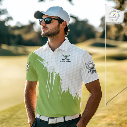 Green and White American Flag Golf Polo shirt for Men Custom patriotic golf team uniform outfit NQS9796