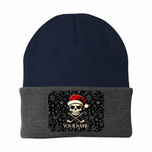Load image into Gallery viewer, Funny Christmas Skull Golf Knit Beanie Hat, Custom Rectangle Patch Golf Beanie Hat, Xmas Golf Gifts NQS10783