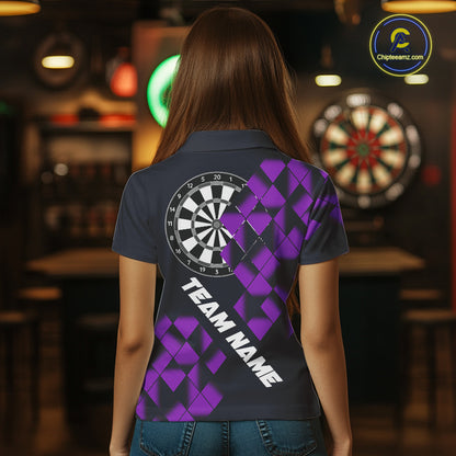 Personalized Black and Purple Darts Board Women Dart Shirts Custom Cool Dart Jersey For Team NQS11568
