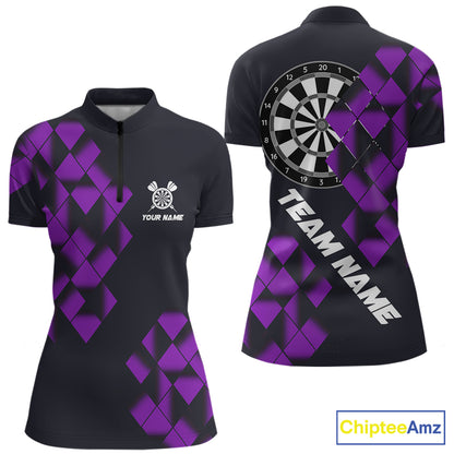 Personalized Black and Purple Darts Board Women Dart Shirts Custom Cool Dart Jersey For Team NQS11568
