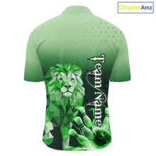Load image into Gallery viewer, Green Lightning Lion Bowling Polo, Quarter Zip Shirts for Men Custom Lion Bowling Team jerseys NQS11568
