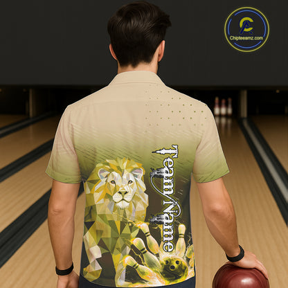 Yellow Lightning Lion Bowling Hawaiian Shirt Custom Lion Bowling Team jerseys NQS11569