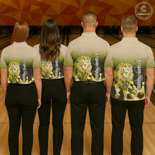 Load image into Gallery viewer, Yellow Lightning Lion Bowling Polo, Quarter Zip Shirts for Men Custom Lion Bowling Team jerseys NQS11569