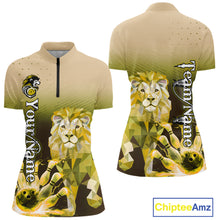 Load image into Gallery viewer, Yellow Lightning Lion Bowling Polo, Quarter Zip Shirts for Women Custom Lion Bowling Team jerseys NQS11569