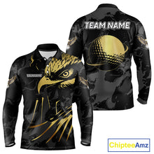 Load image into Gallery viewer, Black and Gold Eagle golf polo shirts for men custom men's golf team shirts, personalized golf gifts NQS10208