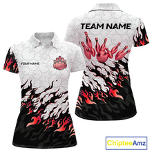 Load image into Gallery viewer, Black and White Camo Bowling Shirts For Women Custom Bowling Team League Jerseys | Red NQS10563