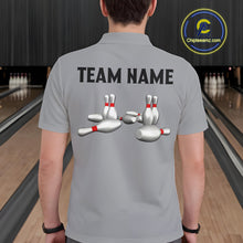 Load image into Gallery viewer, Black and Gray Retro Bowling Polo, Quarter Zip Shirts For Men Custom Vintage Bowling Team Jerseys NQS11156