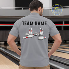 Load image into Gallery viewer, Black and Gray Retro Bowling Polo, Quarter Zip Shirts For Men Custom Vintage Bowling Team Jerseys NQS11156
