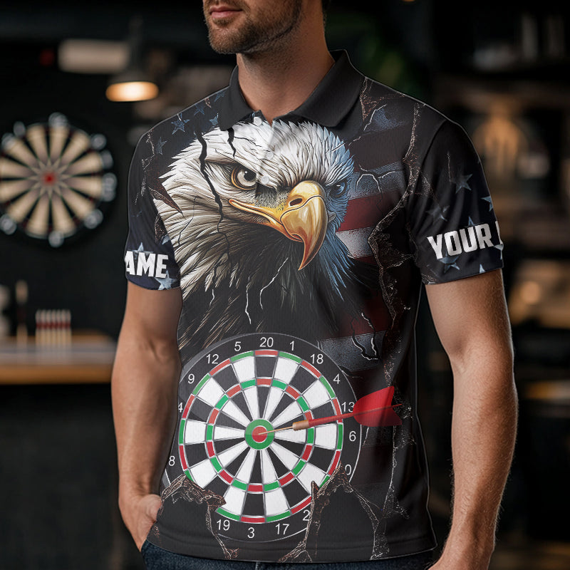 Personalized Eagle American flag Darts Team Shirts For Mens Custom Patriotic Darts League Jersey NQS9619
