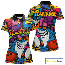 Load image into Gallery viewer, Funny Shark Bowling Shirts For Women Custom Colorful Shark Bowling outfit, Team Bowling Jersey NQS9815
