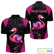Load image into Gallery viewer, Funny Pink Flamingo Black Bowling Camo Bowling Shirts for Men Custom Flamingo Team bowling outfit NQS11716