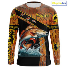 Load image into Gallery viewer, Redfish fishing scales UV protection Custom long sleeve fishing shirts, red drum fishing jerseys NQS5394